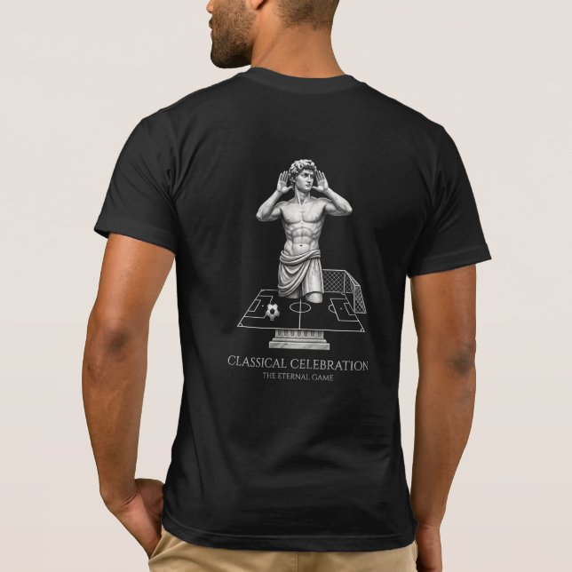 Klassisk staty fotbollsfirande konst t shirt (Baksida)