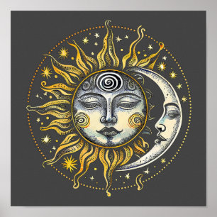 Klassisk stil Sol&Måne&stjärnornas utdelningsastro Poster