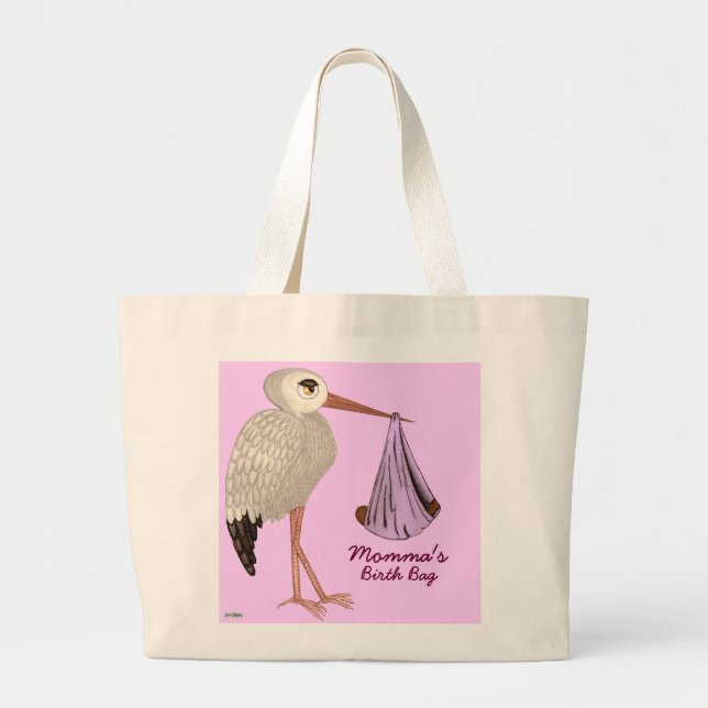 Klassisk stork (Rosa) 2 (babyskal) Jumbo Tygkasse (Framsidan)