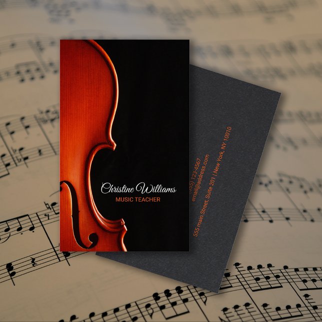 Klassisk strängmusiklärare professionell visitkort (Classical String Music Teacher Professional Business Card)