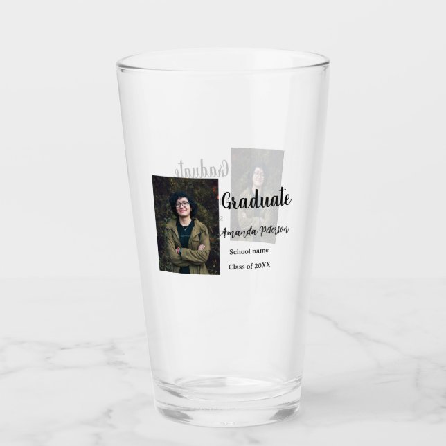 Klassisk studenten, lägg till bild namn, skolår glaskopp (Framsida)