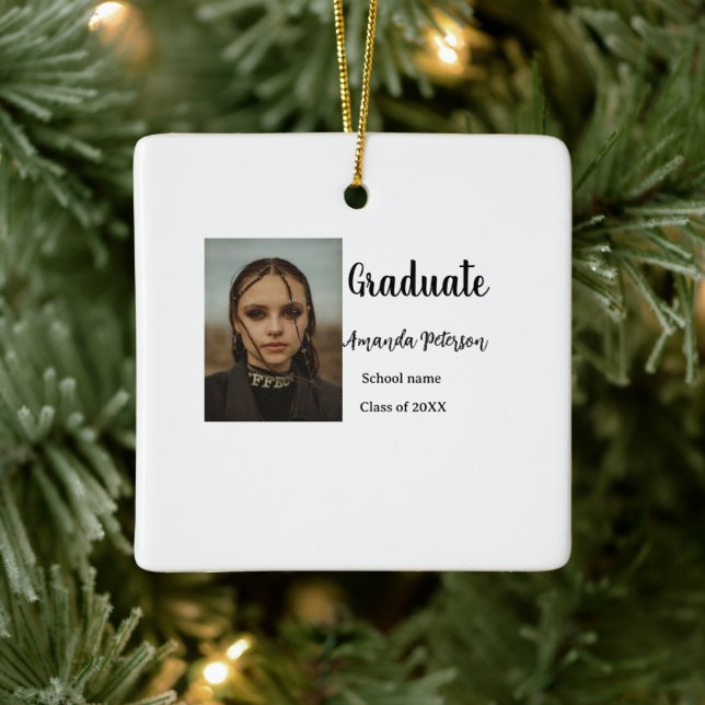 Klassisk studenten, lägg till bild namn, skolår julgransprydnad keramik (Träd)