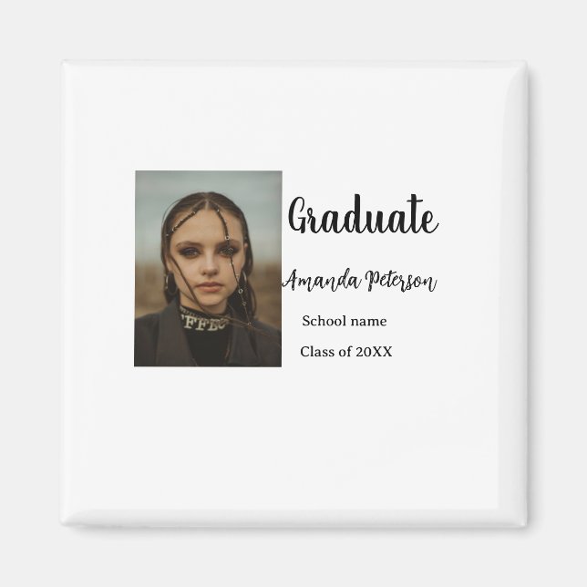 Klassisk studenten, lägg till bild namn, skolår magnet (Framsidan)