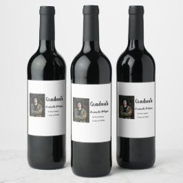 Klassisk studenten, lägg till bild namn, skolår vinflaska etikett