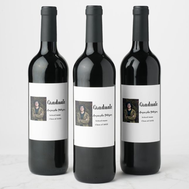 Klassisk studenten, lägg till bild namn, skolår vinflaska etikett (Flaskor)