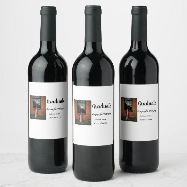 Klassisk studenten, lägg till bild namn, skolår vinflaska etikett (Flaskor)