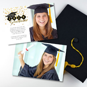 Klassisk Studentmössa Black Guld Photo Meddelande