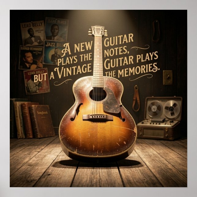 Klassisk Sunburst Hålbodygitarr Poster (Framsidan)