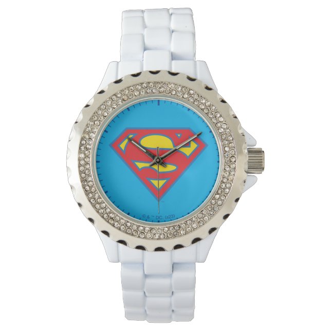 Klassisk supergirl-Logotyp med blå kontur Armbandsur (Framsida)