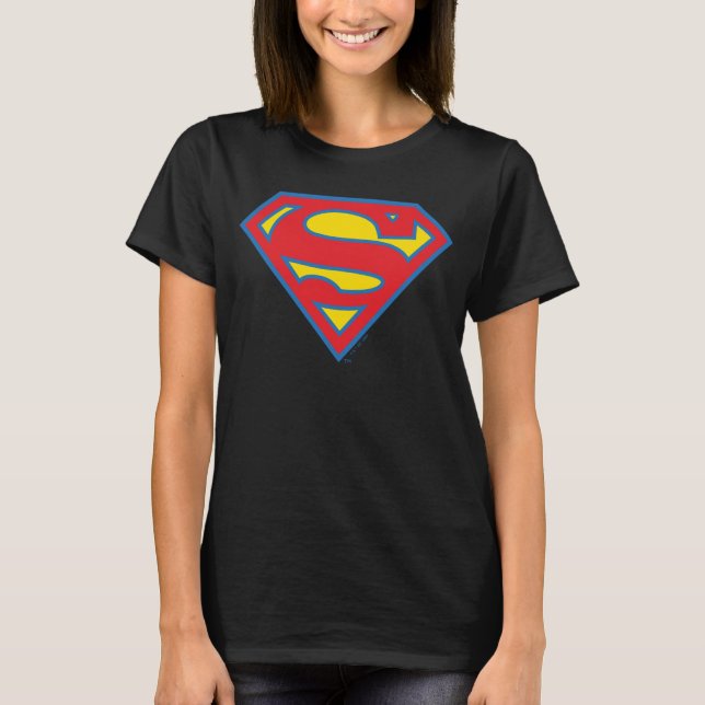 Klassisk supergirl-Logotyp med blå kontur T Shirt (Framsida)