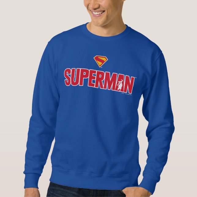 Klassisk superman, fet Logotyp Lång Ärmad Tröja (Framsida)