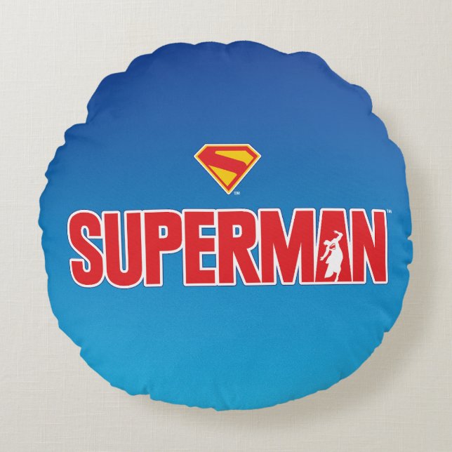 Klassisk superman, fet Logotyp Rund Kudde (Framsidan)