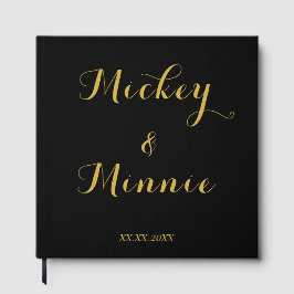 Klassisk svart 12"x12" gästbok med anpassad text