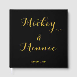 Klassisk svart 30x30 cm gästbok med egen text