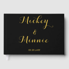 Klassisk svart 9" x 6" gästbok med anpassad text