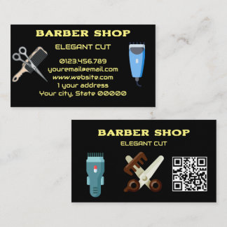 Klassisk svart barberare QR-kod frisörsalong Visitkort