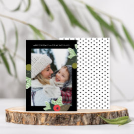 Klassisk svart, botaniskt fotopul i Ram Julkort