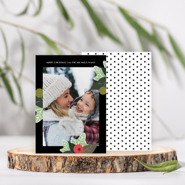 Klassisk svart, botaniskt fotopul i Ram Julkort (Skapare uppladdad)
