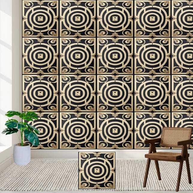 Klassisk svart Cream Vit grekisk designmur Golv Kakelplatta (Classic Black Cream White Greek Design Wall Floor Ceramic Tile)