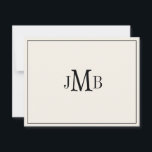 Klassisk svart & ecru monogrammerad platt tack kort<br><div class="desc">Klassisk,  elegant,  professionell. Tacksamhetskort med stora bokstäver i monogram. Perfekt för affärslivets brevväxling.  
Dessa är Platta brevkort. Om du vill ha Vikta kort,  gå till sidans botten där det står "Överför denna design" och välj Vikta tacksamhetskort.</div>