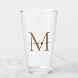 Klassisk svart Elegant i Guld, Monogram, Namn Glaskopp