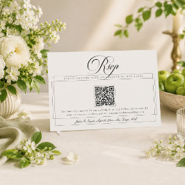 Klassisk svart elfenbenskaligrafi QR-kod bröllop OSA Kort