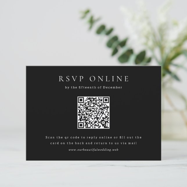 Klassisk svart enkel QR-kod vigsel OSA Kort (Stående Fram)