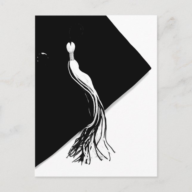 Klassisk svart examenshatt och tofs postkort meddelande vykort (Framsida)