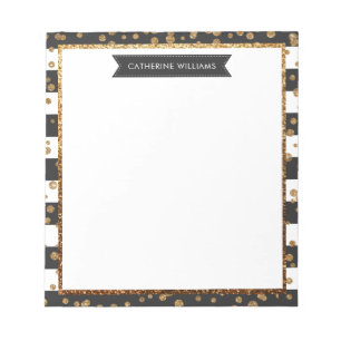 Klassisk svart Gnistra i Guld Glitter Rand, konfet Anteckningsblock