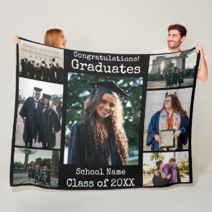 Klassisk svart Grattis, Studenter Foto Fleecefilt