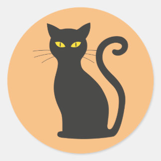 Klassisk svart kattfästare runt klistermärke