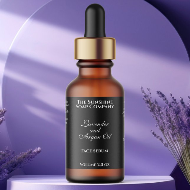 Klassisk svart kosmetisk droppflaska adressetikett (Skapare uppladdad)