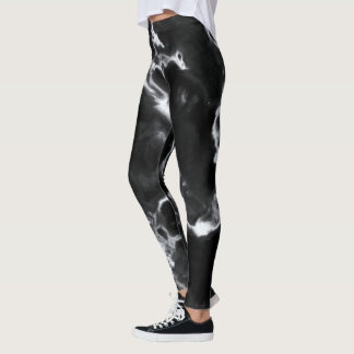 Klassisk svart marble grått-vit anpassningsbar-dyk leggings