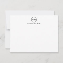 Klassisk svart, modern cirkel 2, första monogramme anteckningskort