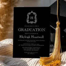 Klassisk svart monogram toppdekoration för examens