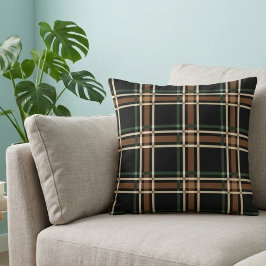 Klassisk svart och brun Heritage Plaid Tartan Kudde