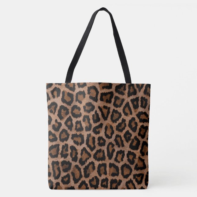 Klassisk svart och brun leopardfläcksprick tygkasse (Framsida)