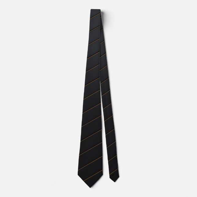 Klassisk svart och guld diagonal randig slips (Framsida)
