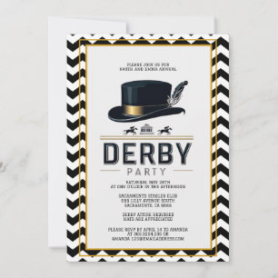Klassisk svart och guld Kentucky Derby-festlig inb Inbjudningar
