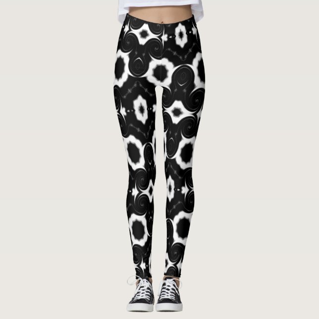 Klassisk svart och vit design leggings (Framsida)