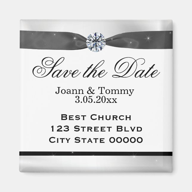 Klassisk svart och vit Drapery Magnet (Framsidan)