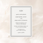 Klassisk svart och vit Elegant bröllop Inbjudningar<br><div class="desc">Klassisk inbjudan till svartvit bröllop med en enkel och minimal design med ditt monogram överst och din händelseinformation omgiven av en dubbla gräns. Typsnitt alternerar mellan och elegant-skript,  en traditionell serif och minimalist sans serif typsnitt. Denna inbjudan är underbar för ett formellt bröllop.</div>