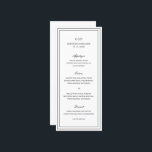 Klassisk svart och vit Elegant bröllop Meny<br><div class="desc">Klassisk svartvit bröllop-meny med enkel och minimal design med ditt monogram,  namn och bröllop-datum längst upp tillsammans med din meny omgiven av en dubbla gräns. Typsnitt alternerar mellan och elegant-skript,  en traditionell serif och minimalist sans serif typsnitt. Den här menyn är underbar för ett formellt bröllop.</div>