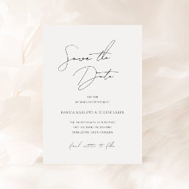 Klassisk svart och vit Elegant bröllop Spara Datumet