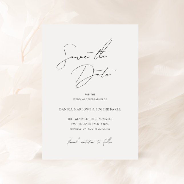 Klassisk svart och vit Elegant bröllop Spara Datumet (Skapare uppladdad)