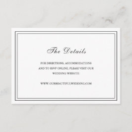Klassisk svart och vit Elegant bröllop Tilläggskort