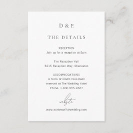 Klassisk svart och vit Elegant bröllop Tilläggskort