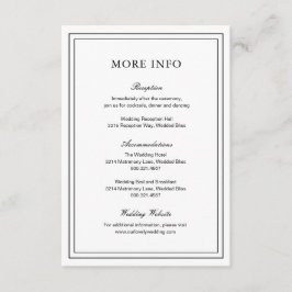 Klassisk svart och vit Elegant bröllop Tilläggskort