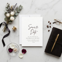 klassisk svart och vit fantasifull save the date