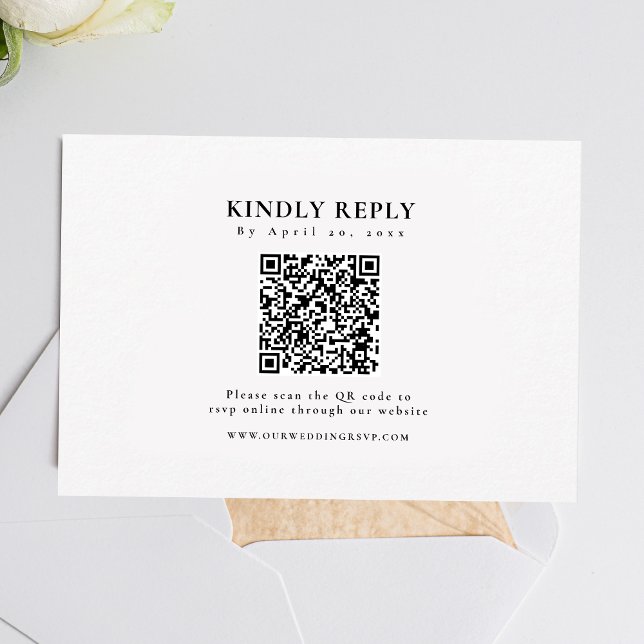 Klassisk svart och vit formell Elegant OSA Kort (Simplify wedding RSVPs with our QR code feature, ensuring easy and hassle-free responses.)